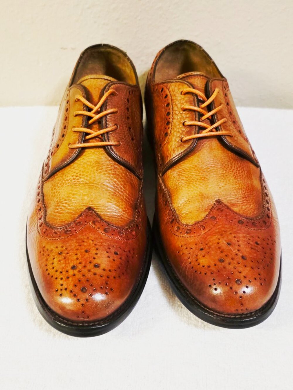 Magnanni 9 M Tan Wingtip Derby Leather Mens Dress Shoes